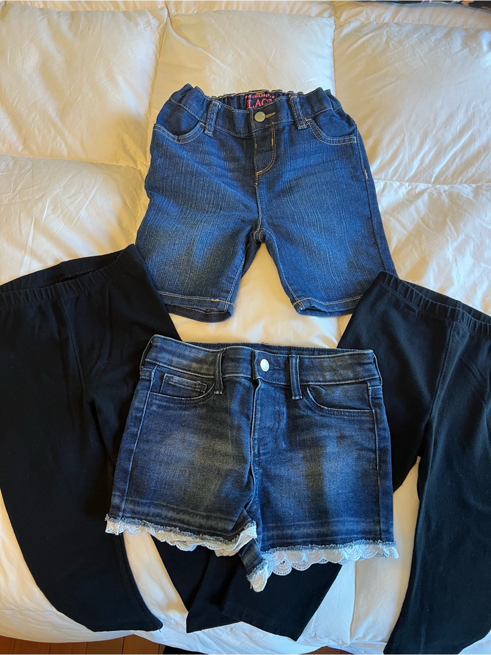 jumping beans Blue Denim Shorts and Black Leggings Set